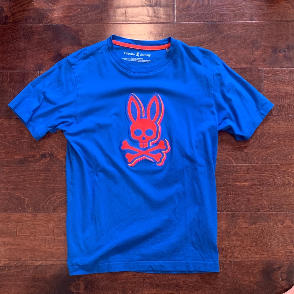 Boys 18-20 XL Psycho Bunny Blue Tee with Red Bunny Skull